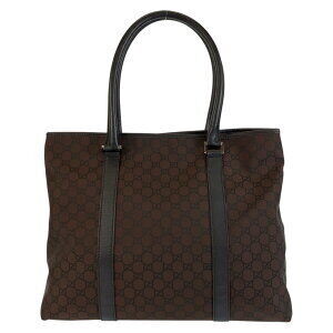 Gucci nylon shoulder leather brown GG tote bag